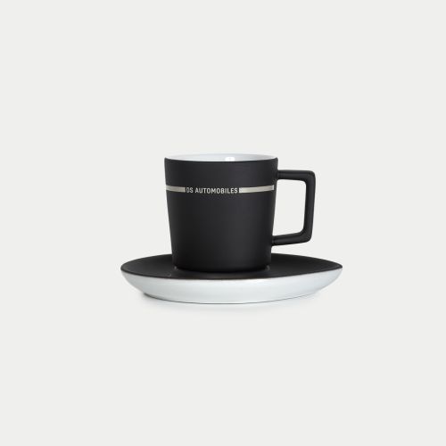 SET DE 2 TASSES ET SOUCOUPES NOIRES EN PORCELAINE DS AUTOMOBILES